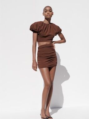 NWT Zara Ruched Mini Skirt